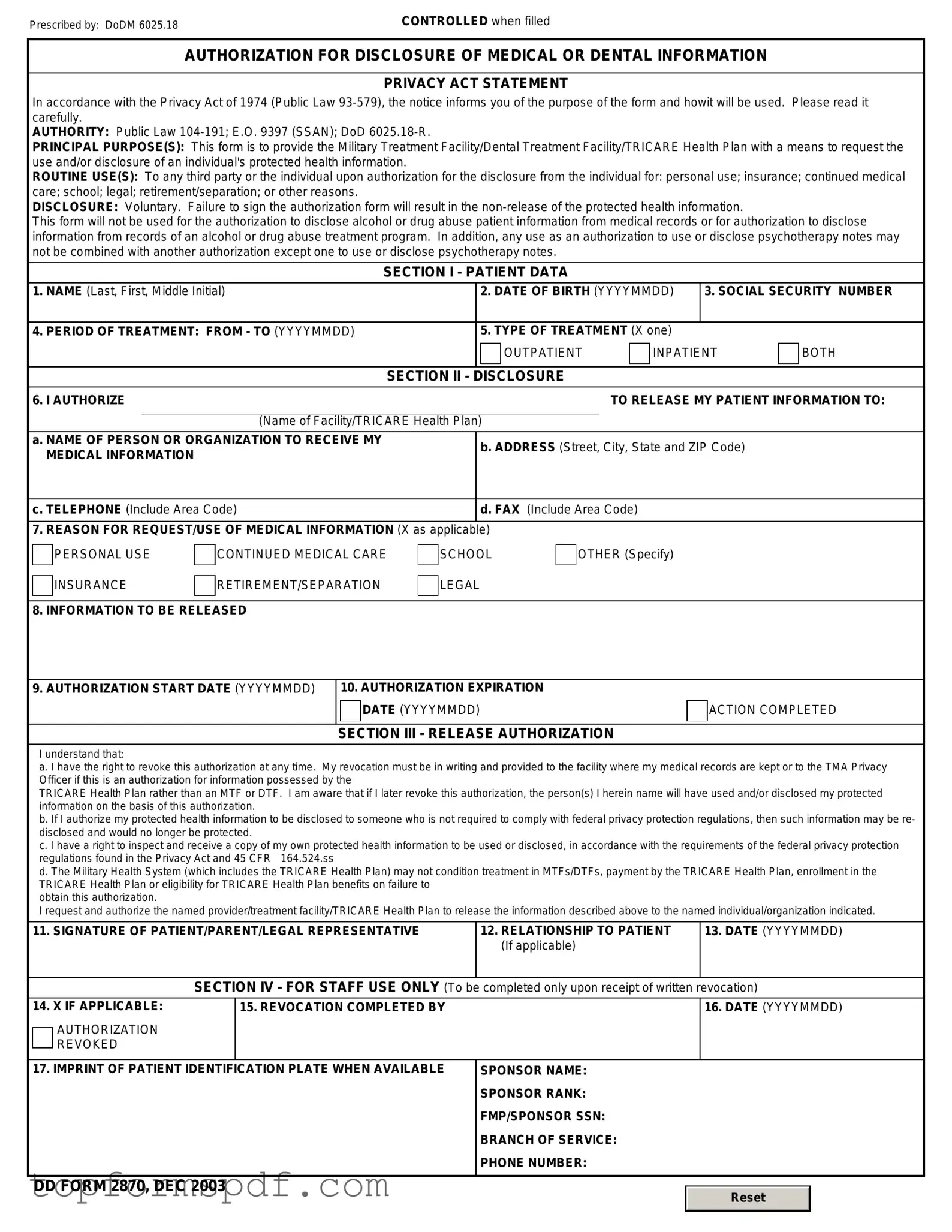 DD 2870 Template