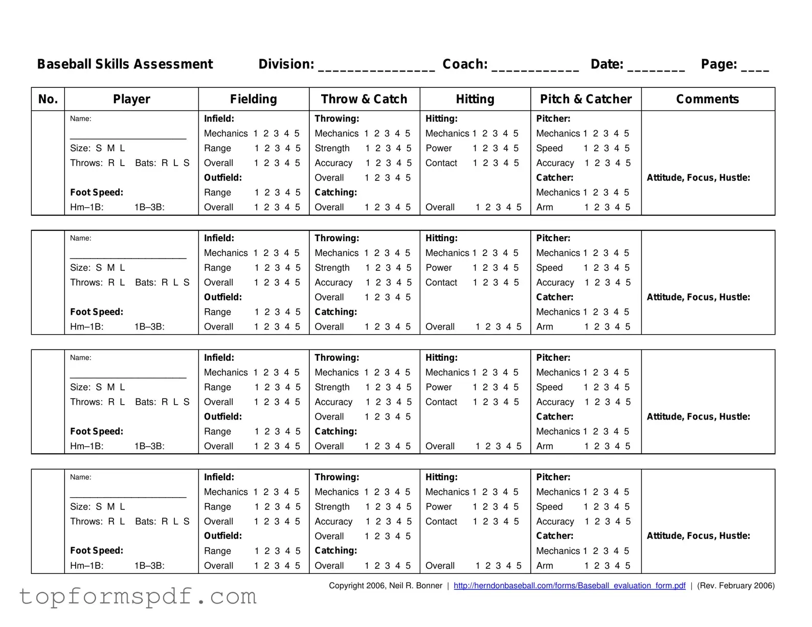 Baseball Assessment Template