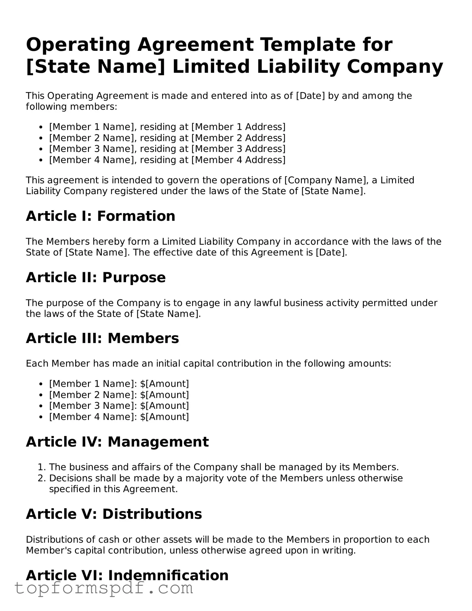 Legal Operating Agreement Form