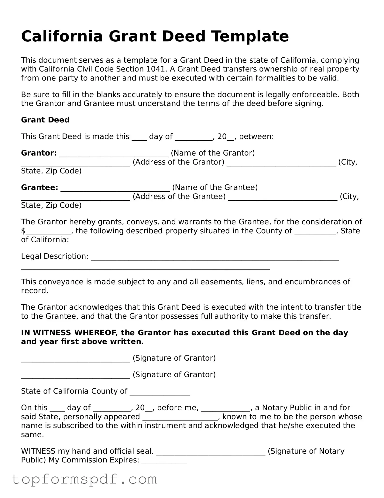 Blank California Deed Template