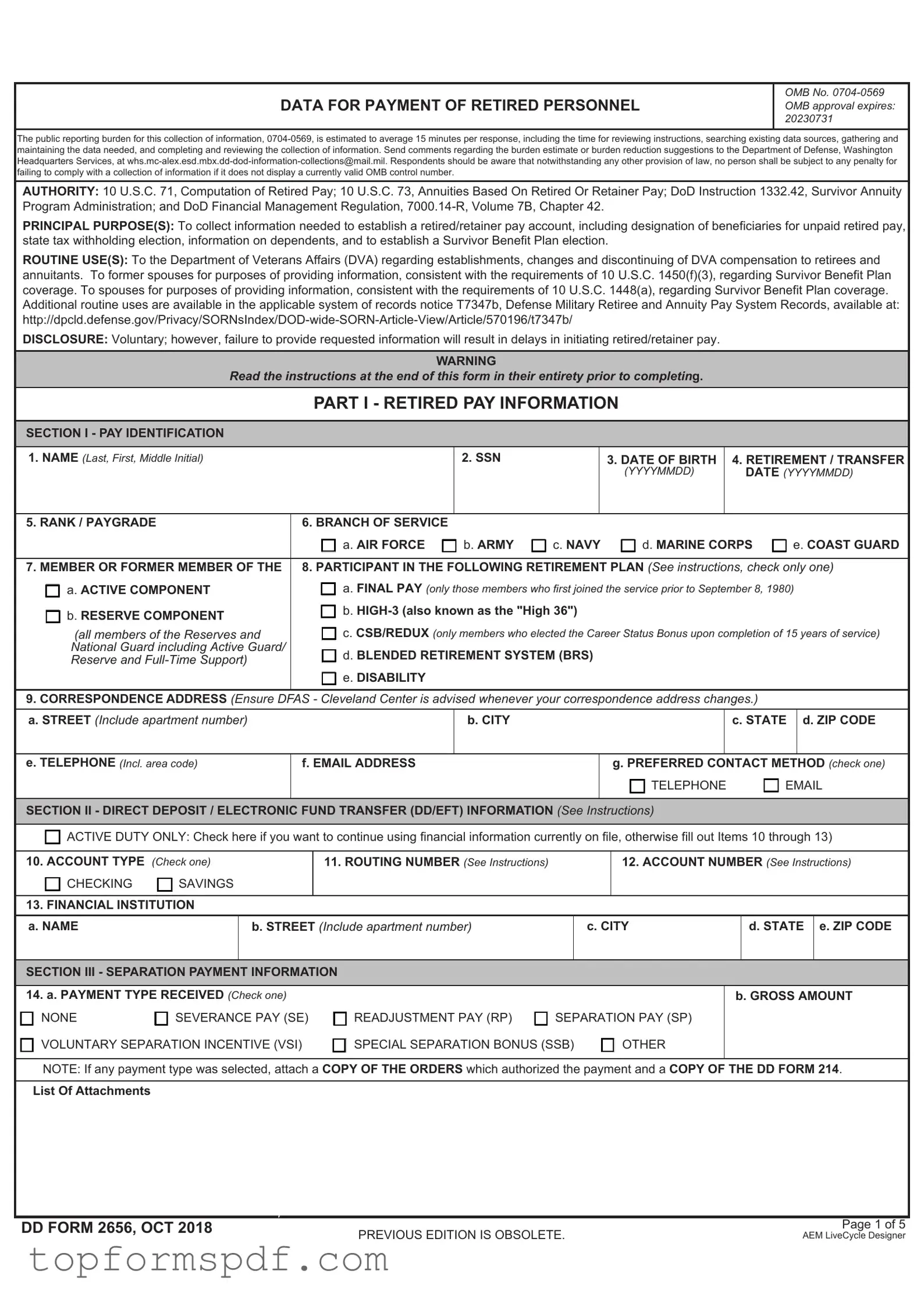 DD 2656 Template