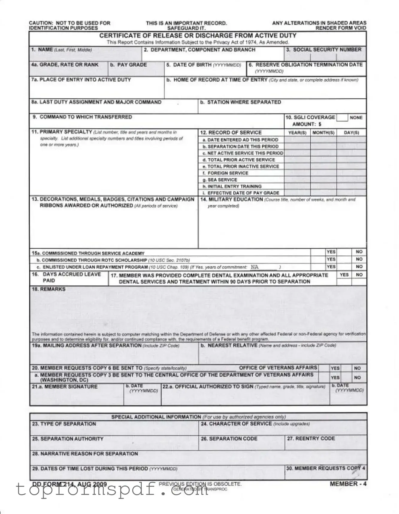 Dd 214 Template