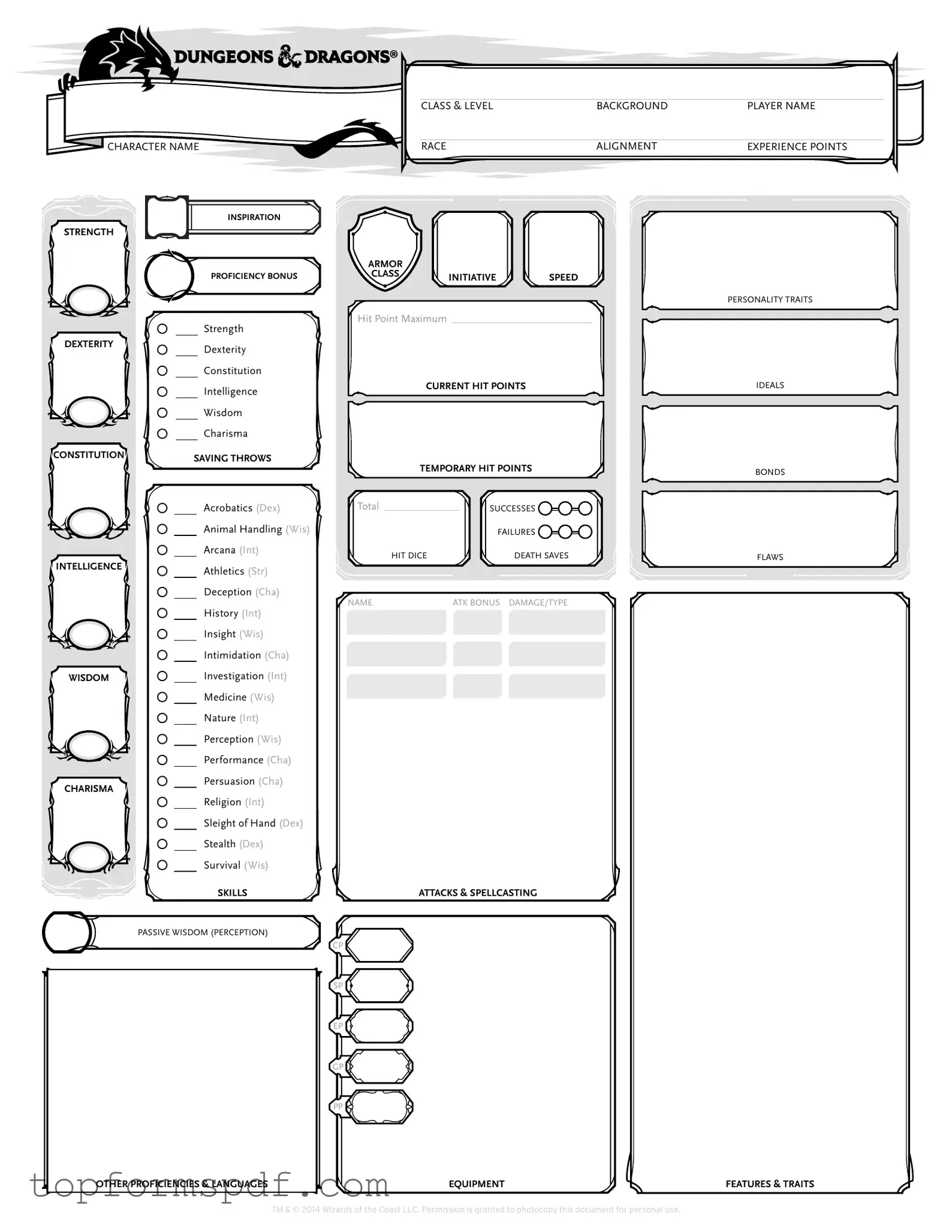 Dnd Character Sheet Template