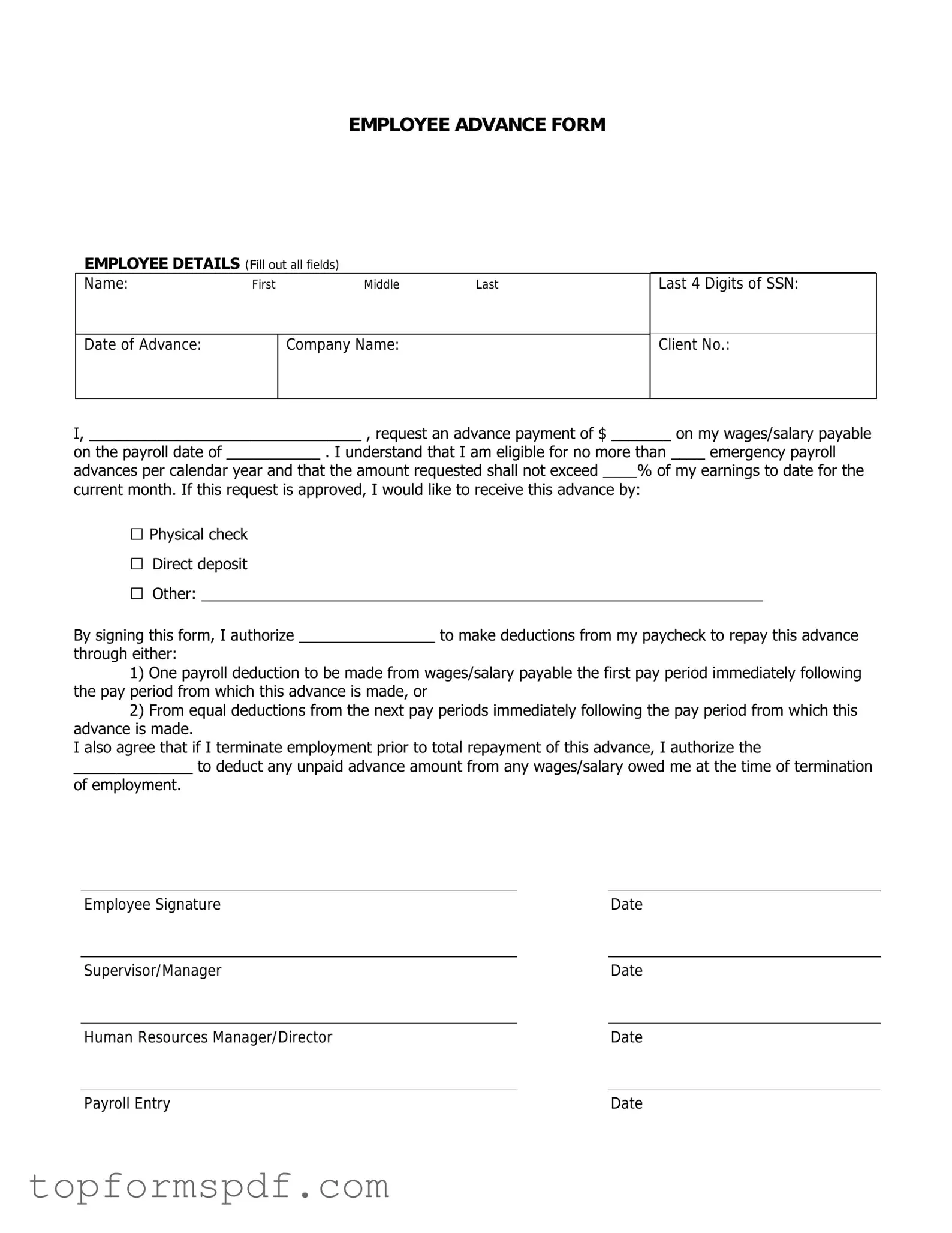 Employee Advance Template