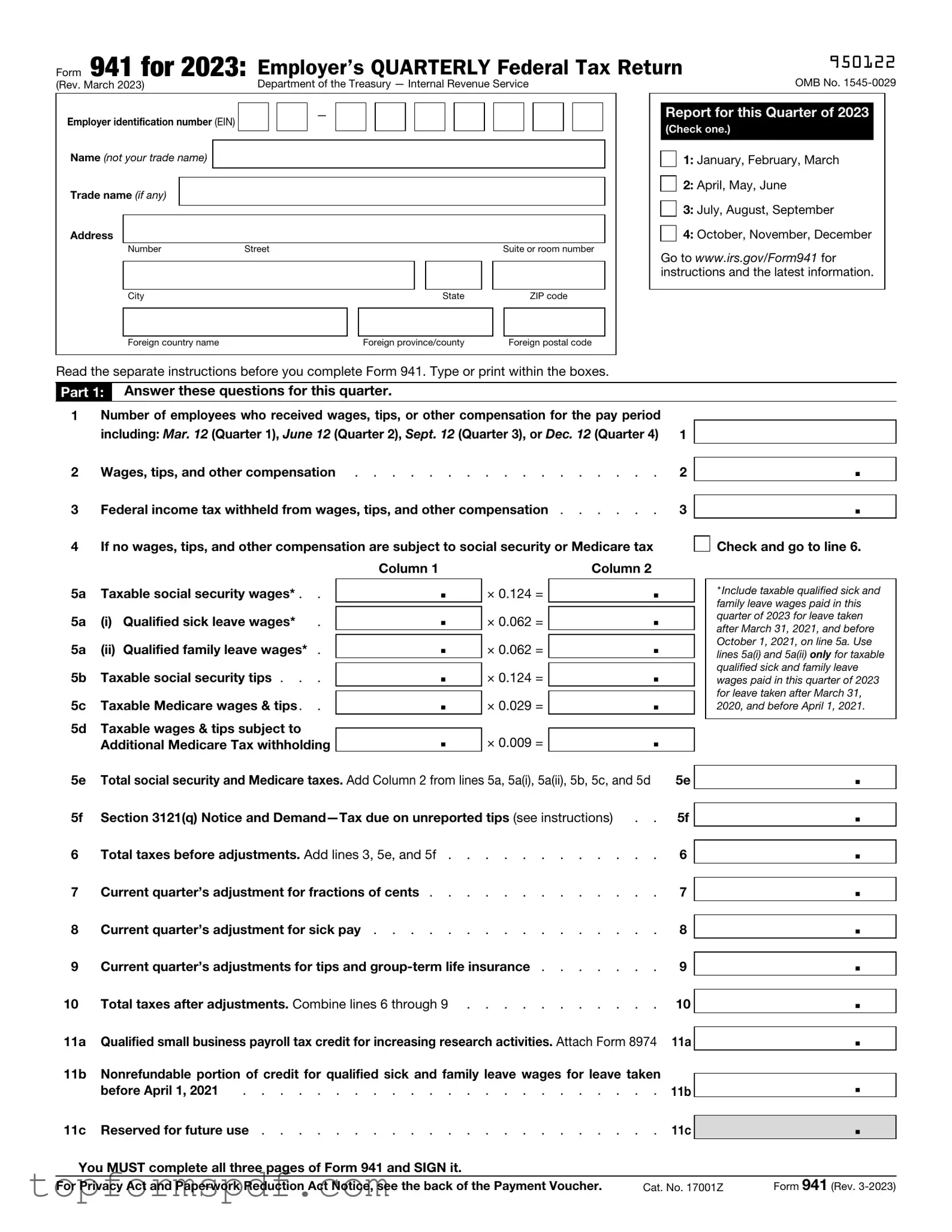 IRS 941 Template
