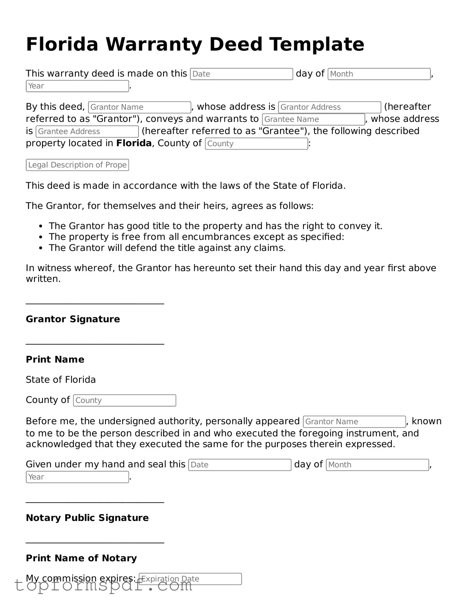 Blank Florida Deed Template