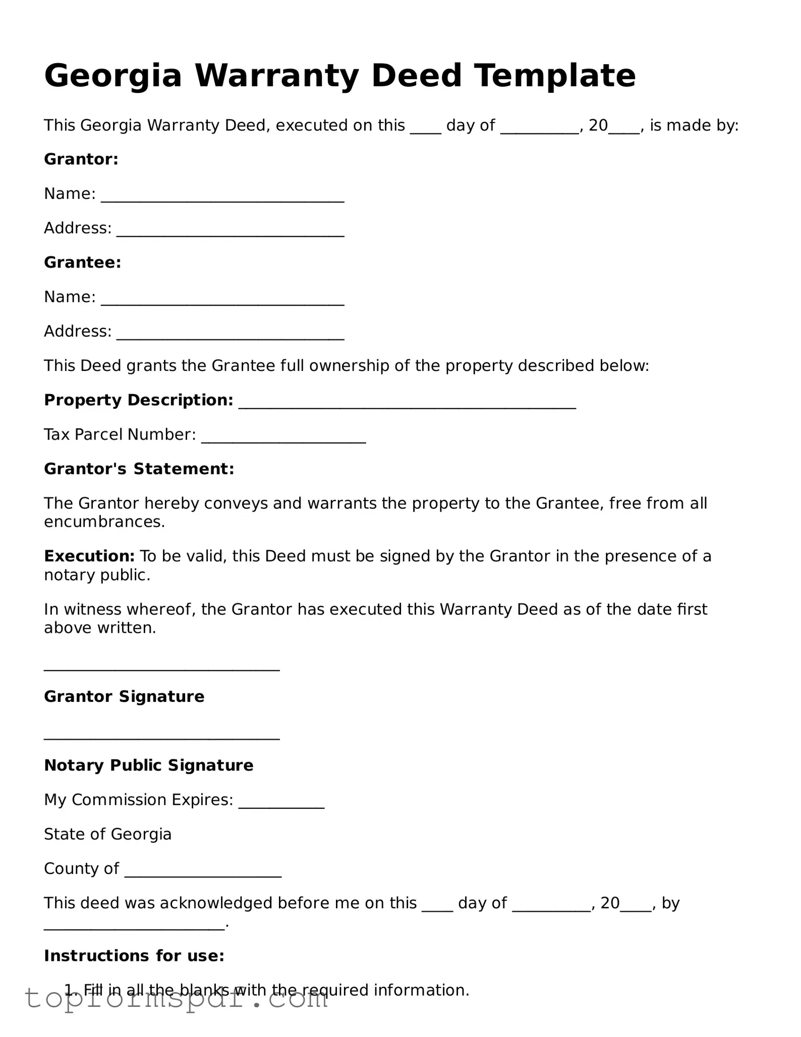 Blank Georgia Deed Template