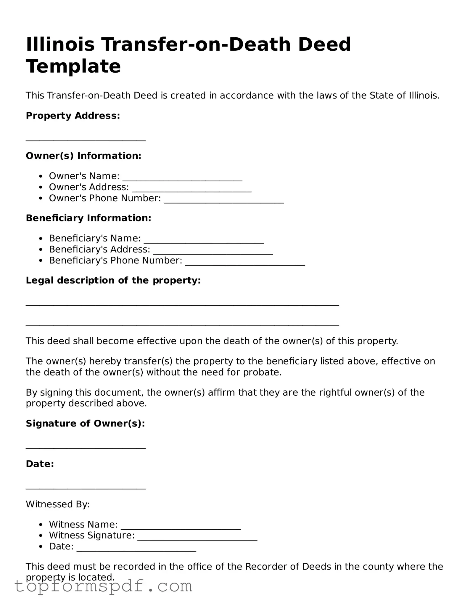 Blank Illinois Transfer-on-Death Deed Template