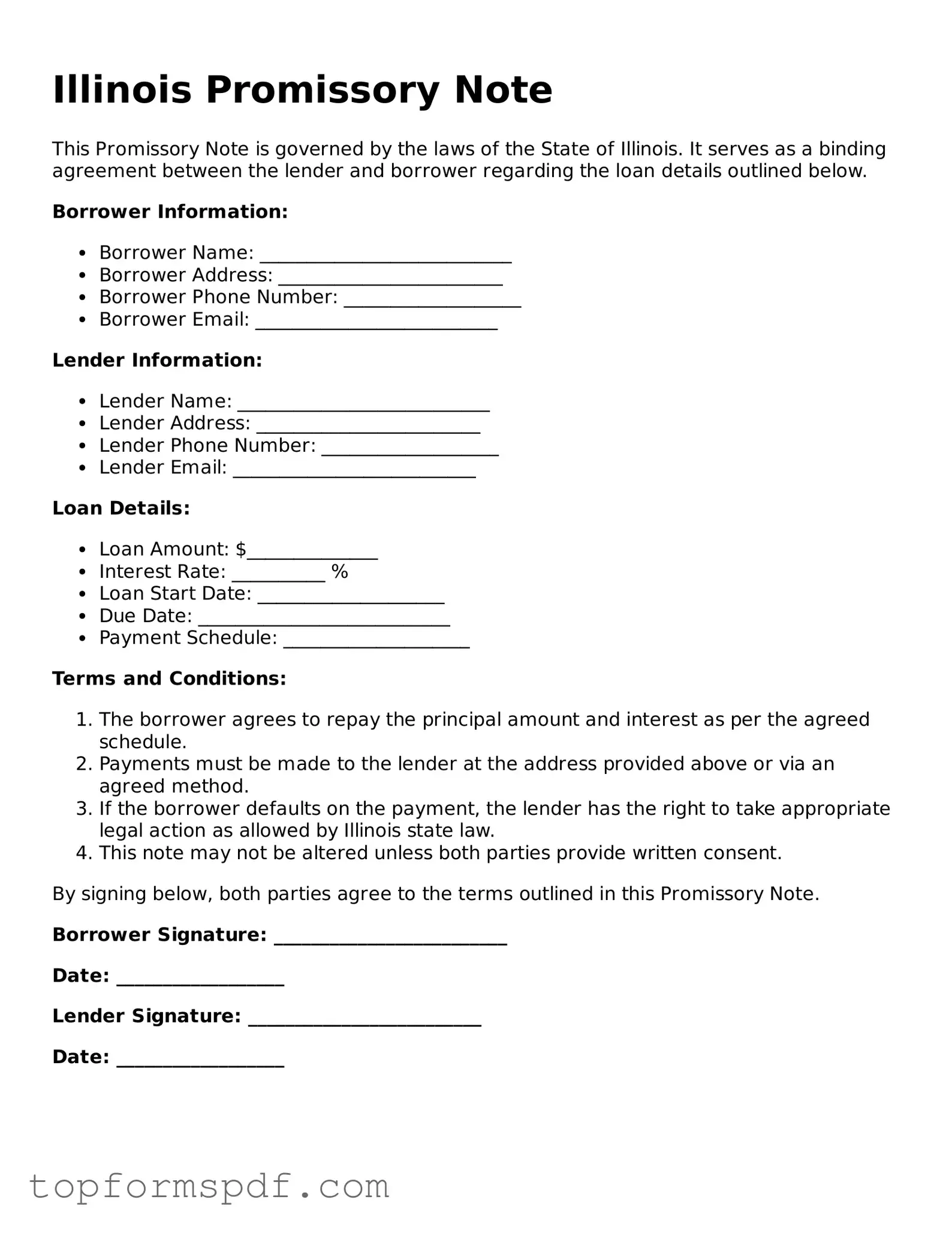 Blank Illinois Promissory Note Template