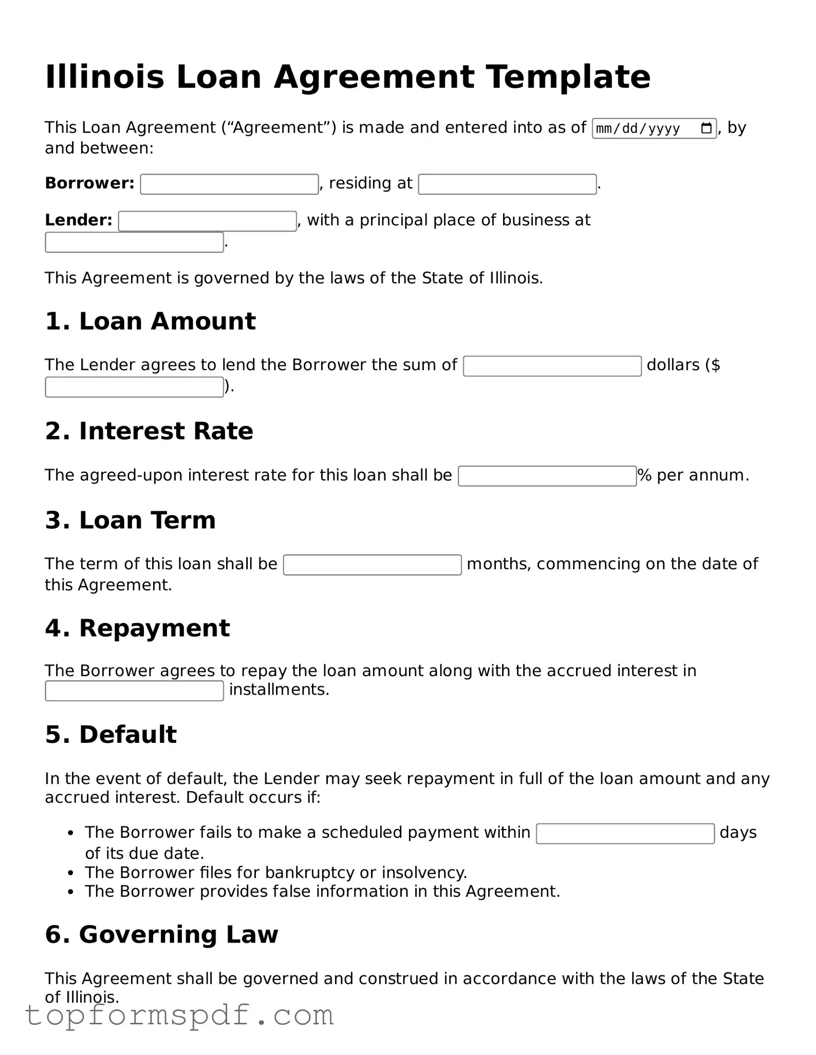 Blank Illinois Loan Agreement Template