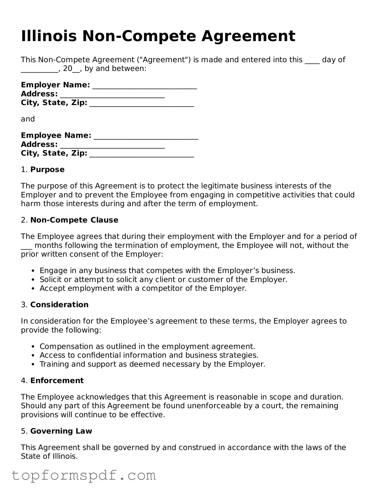 Blank Illinois Non-compete Agreement Template