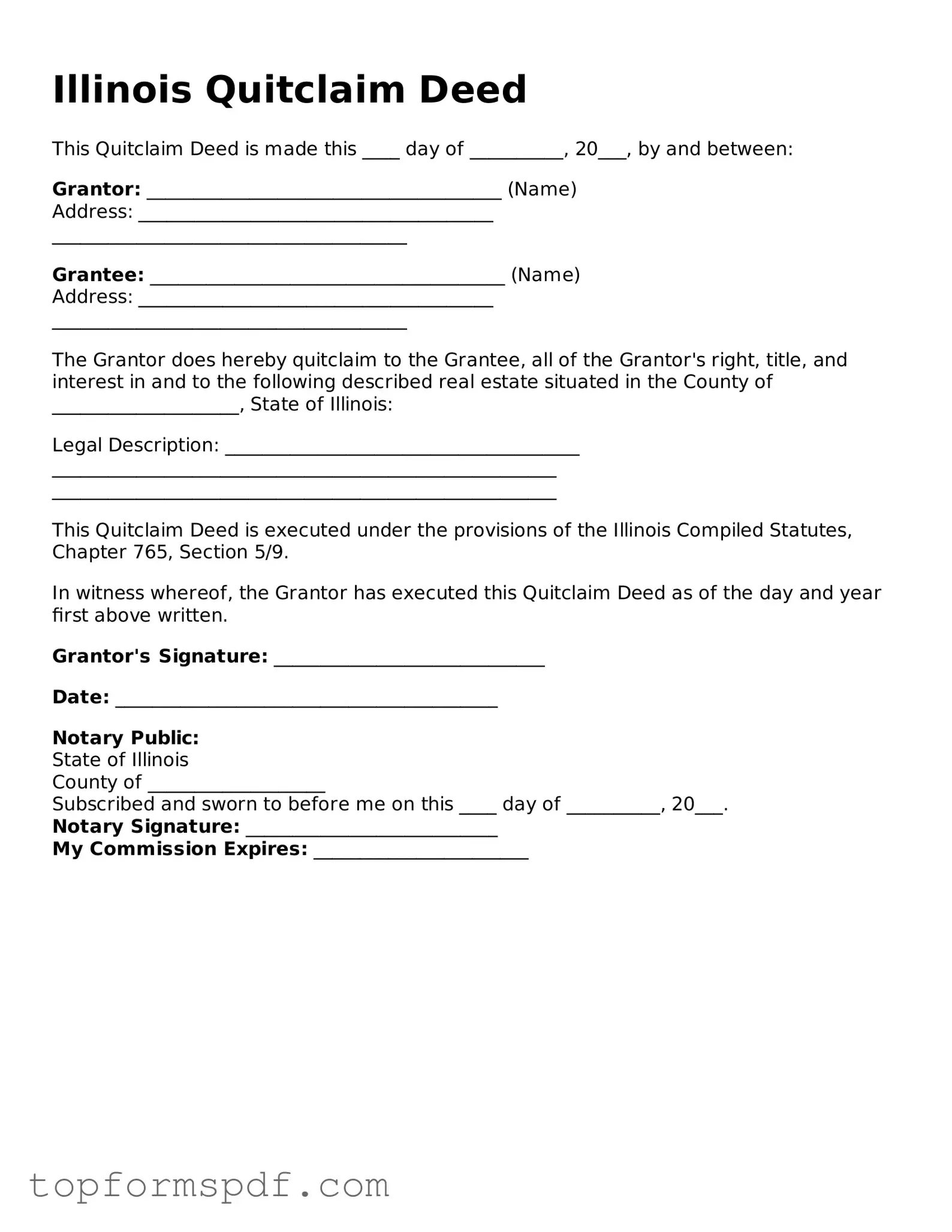 Blank Illinois Quitclaim Deed Template
