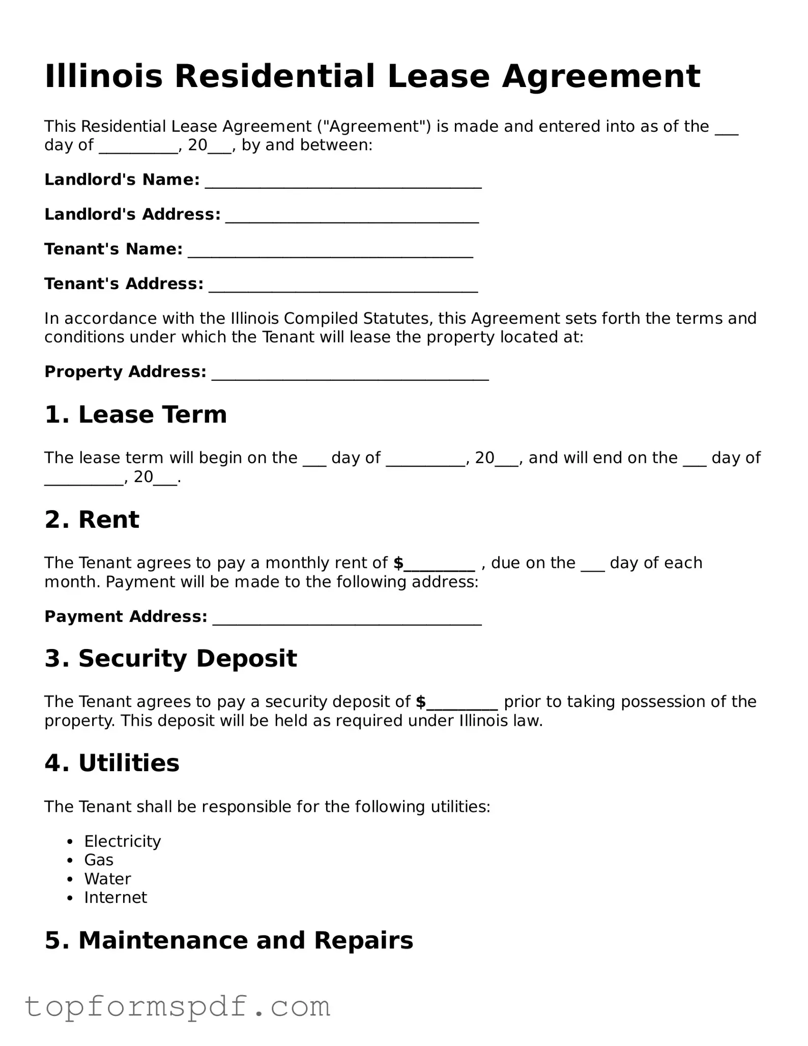 Blank Illinois Lease Agreement Template