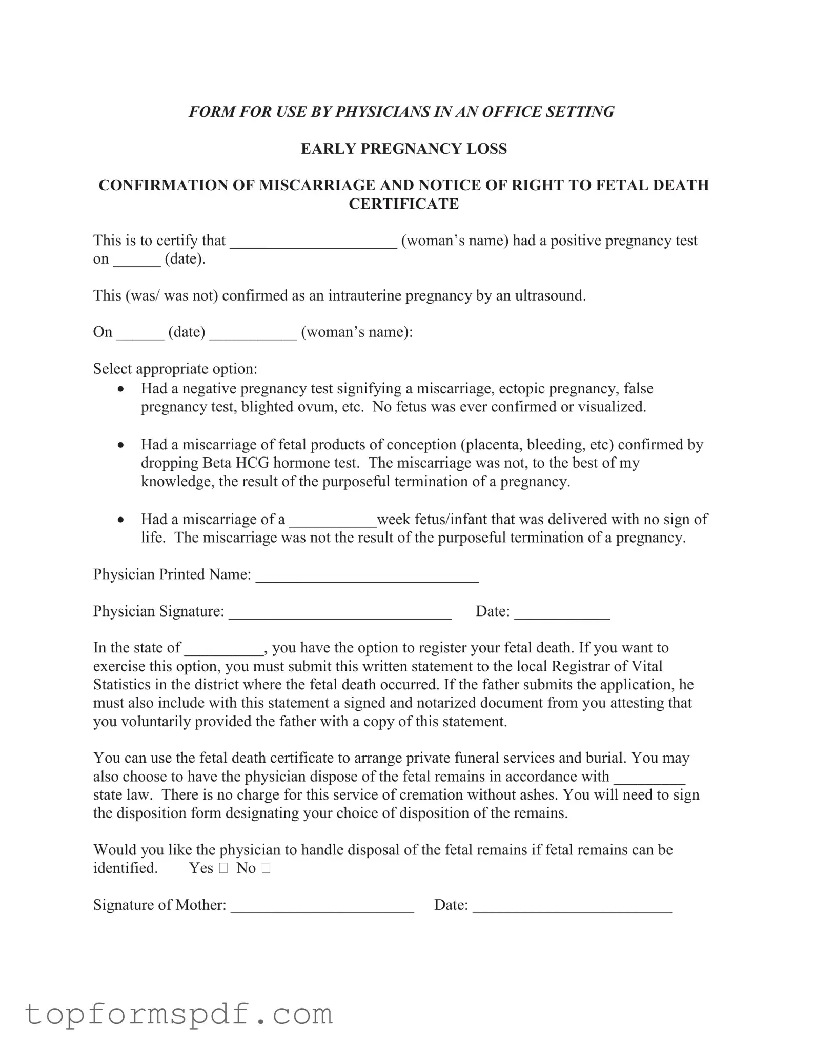 Miscarriage Discharge Paper Template