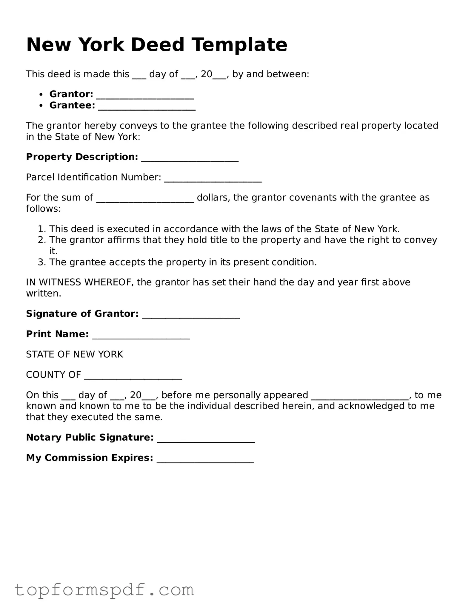 Blank New York Deed Template