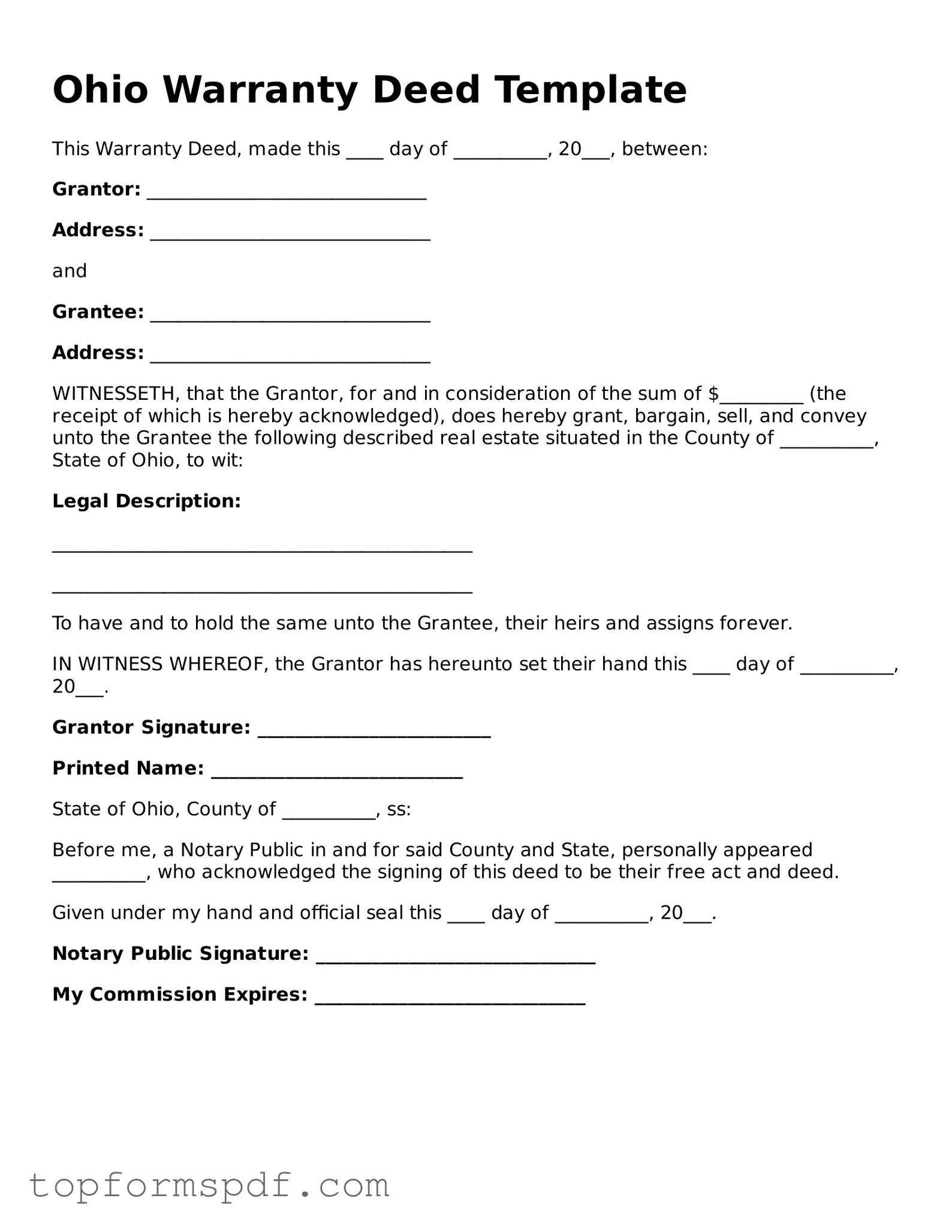 Blank Ohio Deed Template
