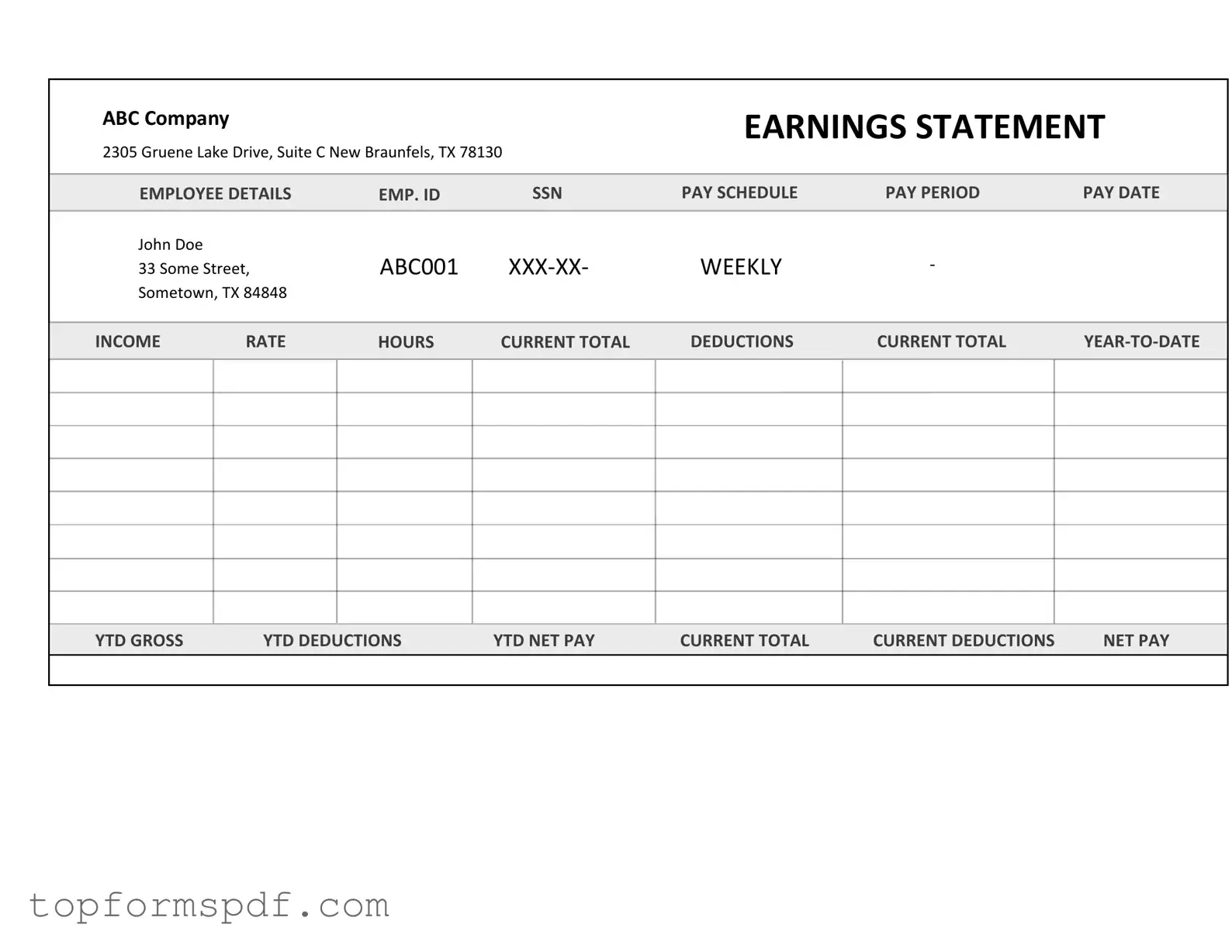 Independent Contractor Pay Stub Template