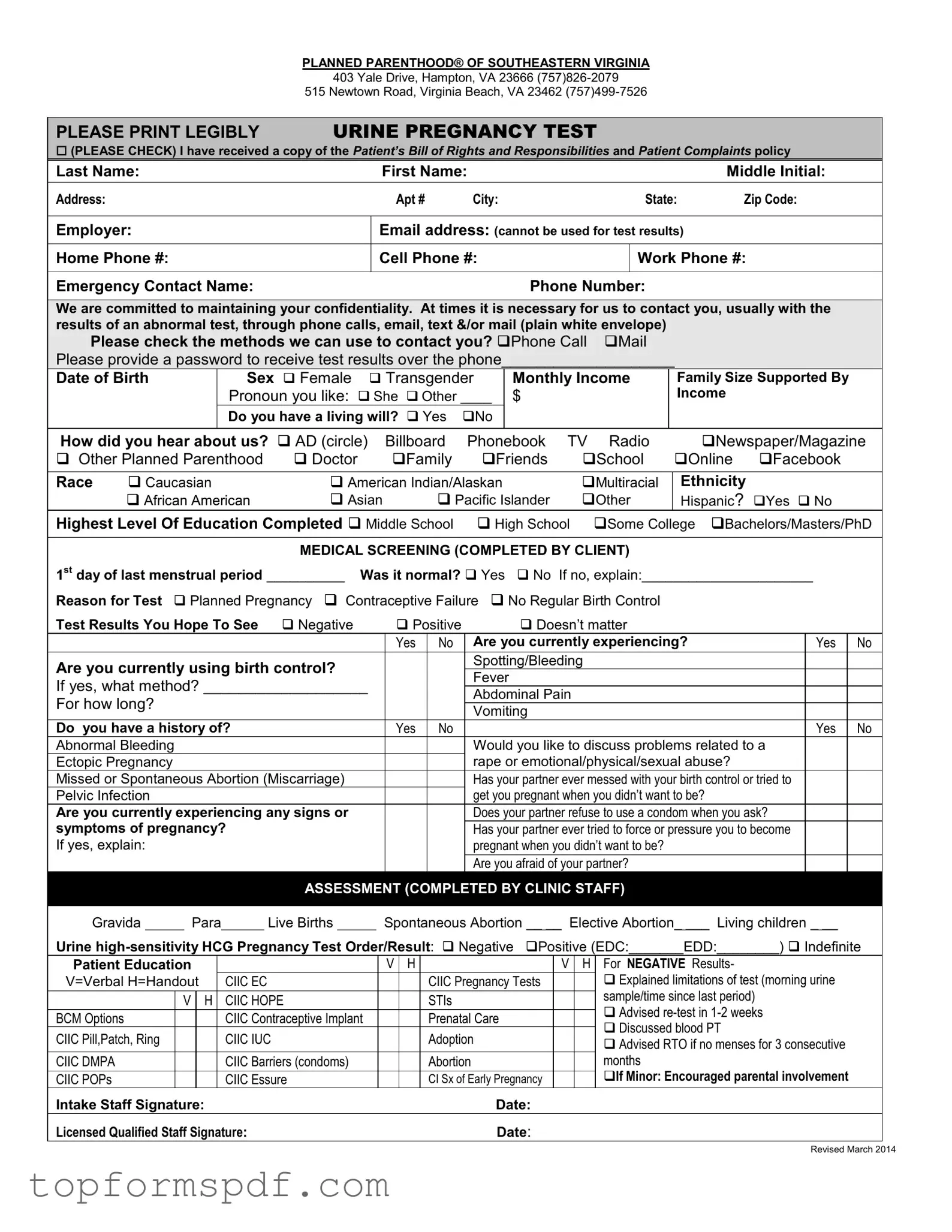 Planned Parenthood Proof Template