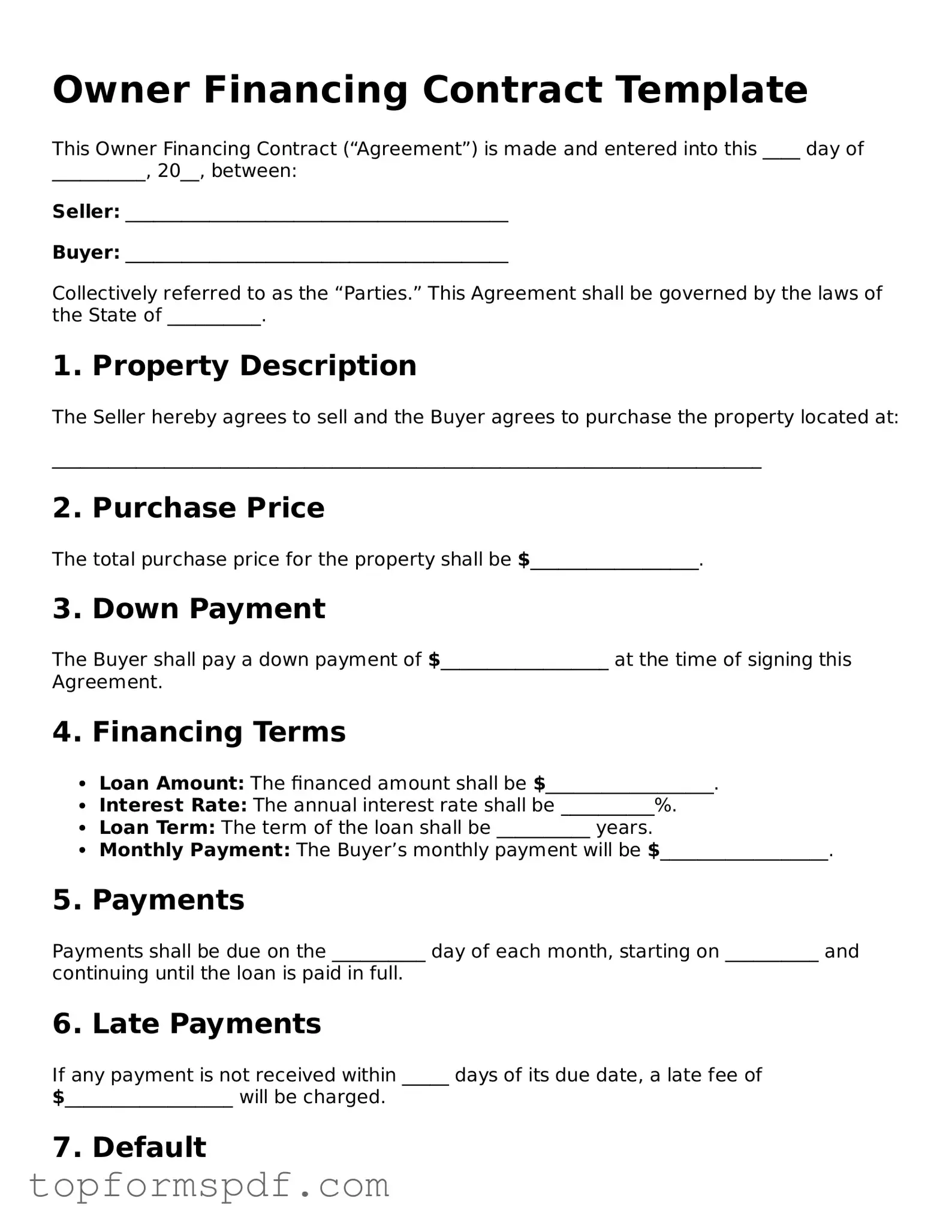 Legal Owner Financing Contract Form