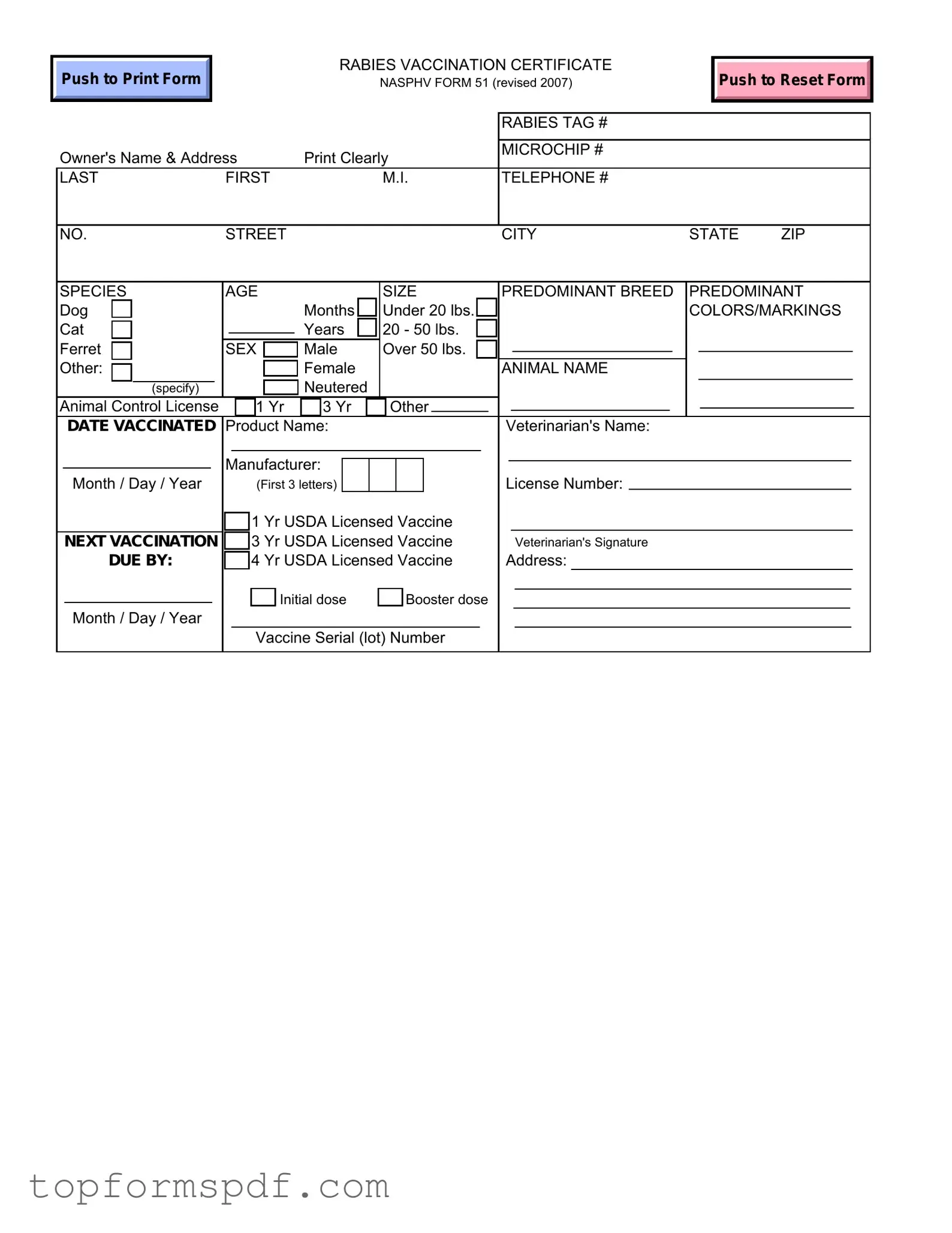 Rabies Certificate Template