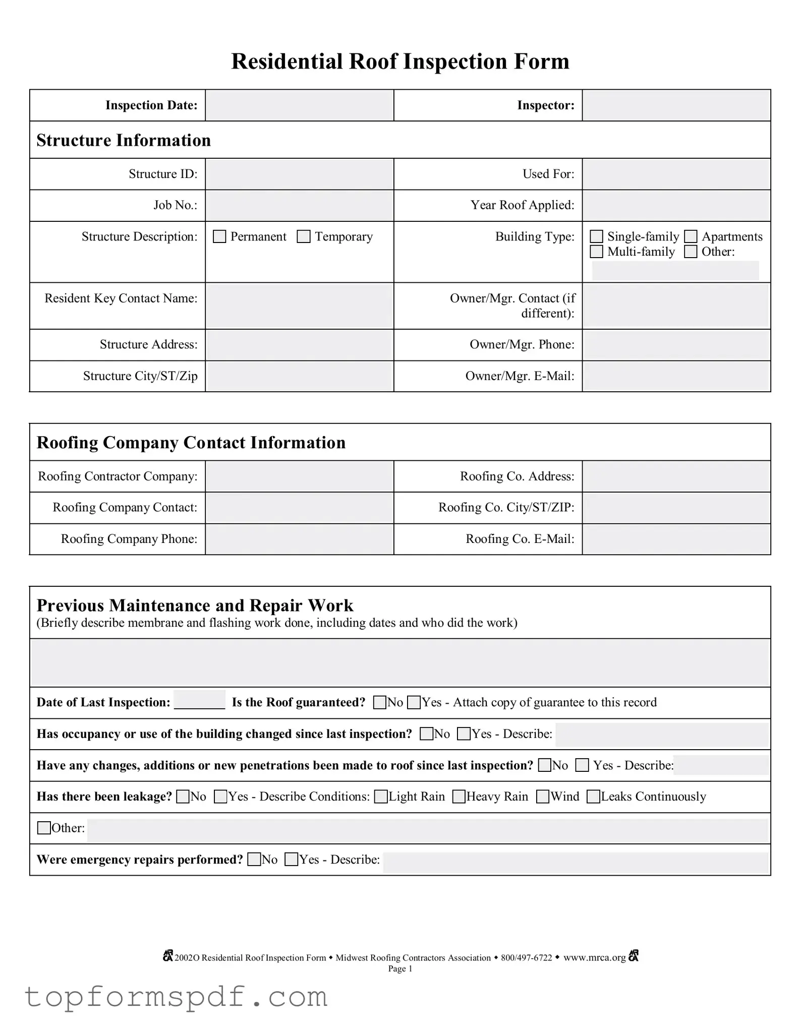 Roof Inspection Template