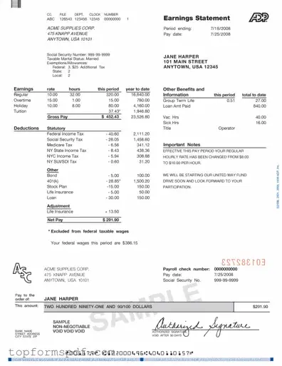 Adp Pay Stub Template