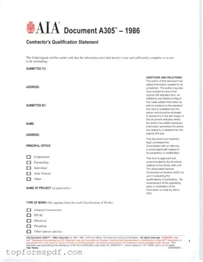 AIA A305 Template