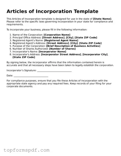 Legal Articles of Incorporation Form