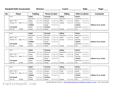 Baseball Assessment Template
