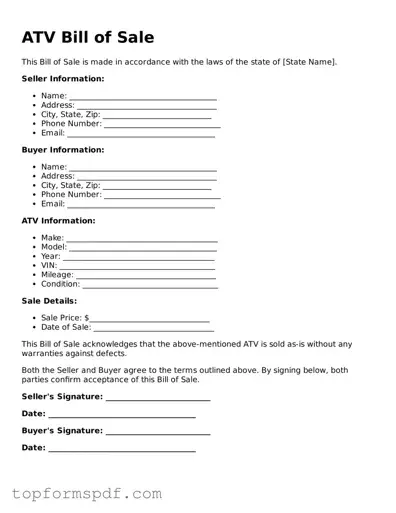 Legal ATV Bill of Sale Form