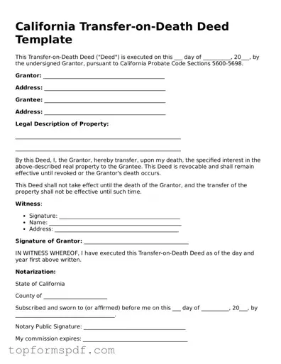 Blank California Transfer-on-Death Deed Template