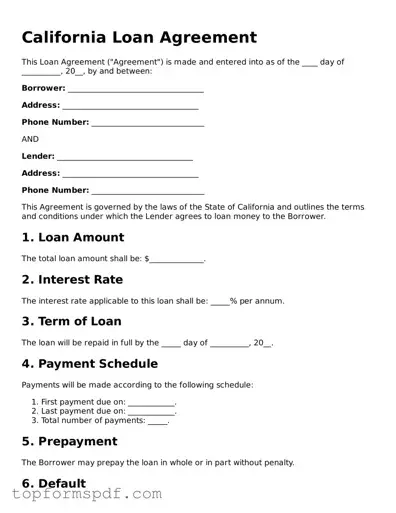 Blank California Loan Agreement Template