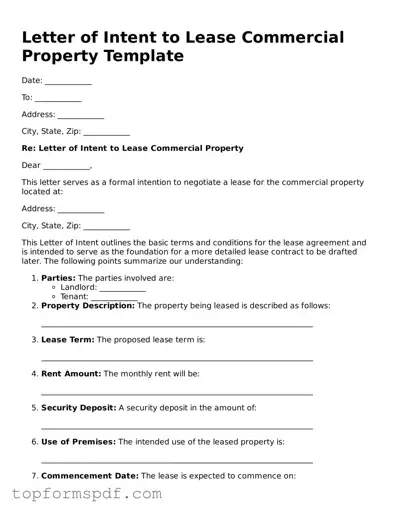 Legal Letter of Intent to Lease Commercial Property Form