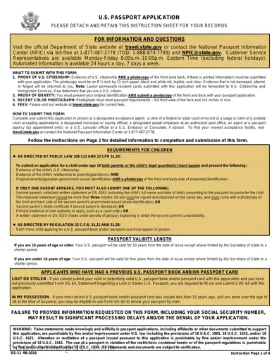 DS-11 U.S. Passport application Template