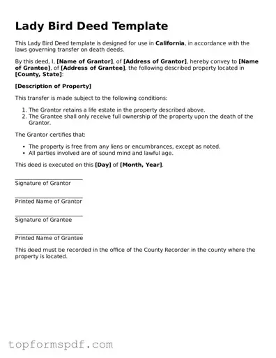 Legal Lady Bird Deed Form