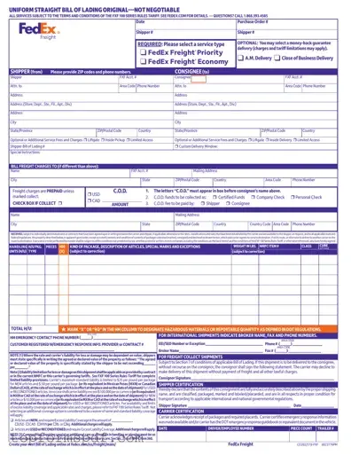 Fedex Bill Of Lading Template