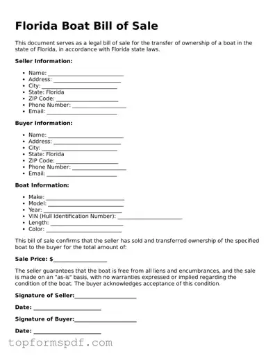 Blank Florida Boat Bill of Sale Template