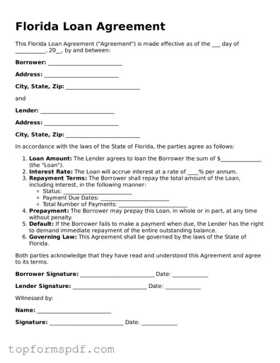 Blank Florida Loan Agreement Template
