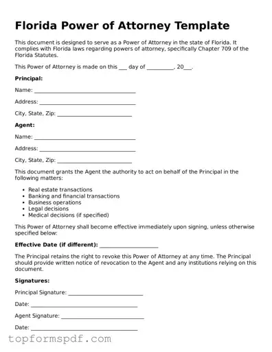 Blank Florida Power of Attorney Template