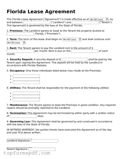 Blank Florida Lease Agreement Template