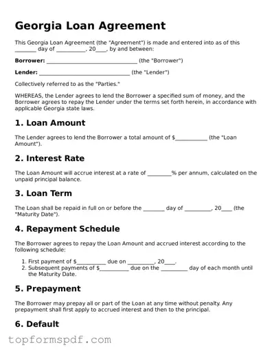Blank Georgia Loan Agreement Template