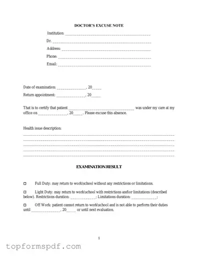 Doctors Excuse Note Template