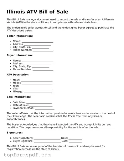 Blank Illinois ATV Bill of Sale Template