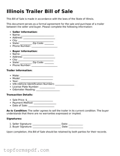 Blank Illinois Trailer Bill of Sale Template