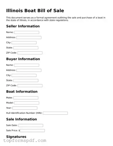 Blank Illinois Boat Bill of Sale Template