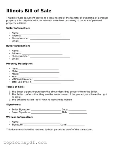 Blank Illinois Bill of Sale Template