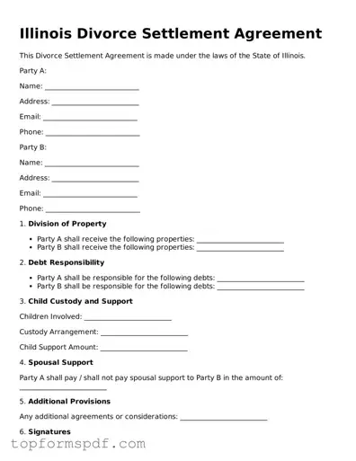 Blank Illinois Divorce Settlement Agreement Template