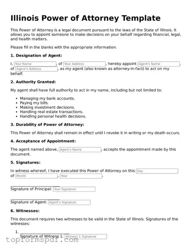 Blank Illinois Power of Attorney Template