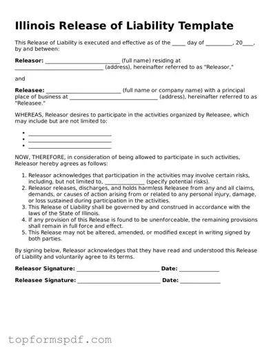 Blank Illinois Release of Liability Template