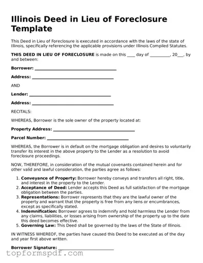 Blank Illinois Deed in Lieu of Foreclosure Template
